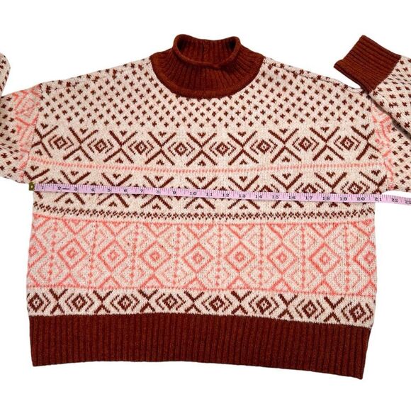 American Eagle Fairisle Mock Neck Cropped Sweater Size M - Picture 7 of 12